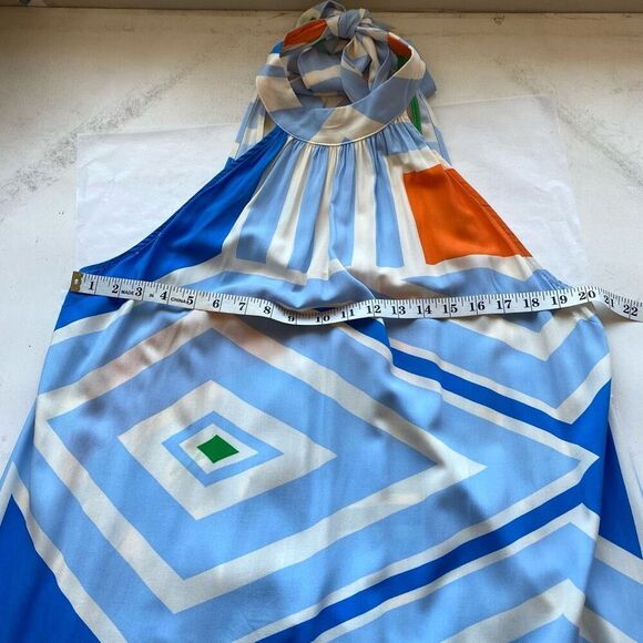 NWT Olivaceous Halter Dress Trapeze & Swing Orange Blue Tie Neck Mini Short Wome - Picture 5 of 12